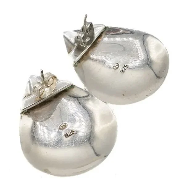 Vintage 925‎ Sterling Silver and Onyx Teardrop Button Earrings 1 Inch length - Picture 3 of 6